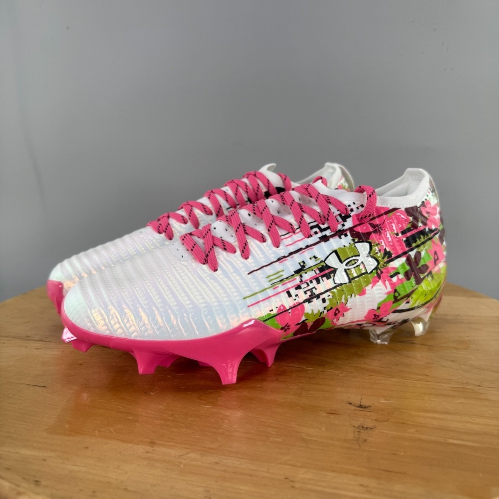 Mens 7.5 / Womens 9 - Under Armour Blur Pro LE Lacrosse Cleats Pink White NEW‎ - Picture 3 of 9